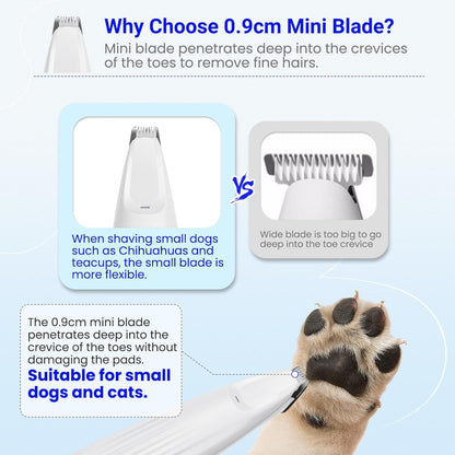 Portable Dog Paw Trimmer | With LED Light | Rechargeable Cordless | Nail Grinder Shaver for Cats And Other Pets | Nail Grooming Tools