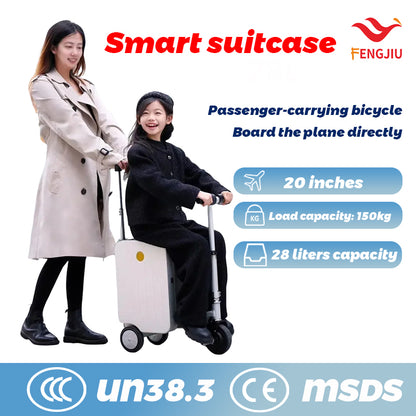 Maleta Fengjiu 20'' Para Cabina | Resistente 150kg | Certificado CE/3C | Con Asiento | Electric Smart Luggage