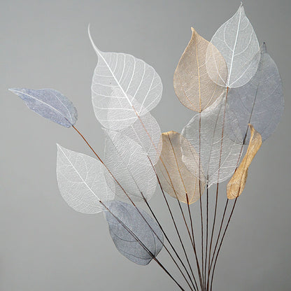 Home Decoration Lucency Leaf Artificial Flowers | Natural Vein Immortal Flowers | Wedding Table Decor with Wire Stem