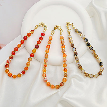 Bohemian Style Handmade Natural Gemstone Rough Stone Mobile Phone Chain Bead Phone Lanyard Fashion Phone Hand Rope Wrist Pendant