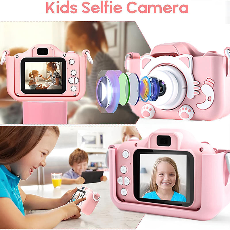 Kids Mini Digital Camera Toys Cartoon Soft Silicone Cover 32GB SD Card For Boy Girl Christmas Gift