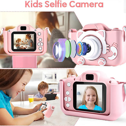 Kids Mini Digital Camera Toys Cartoon Soft Silicone Cover 32GB SD Card For Boy Girl Christmas Gift