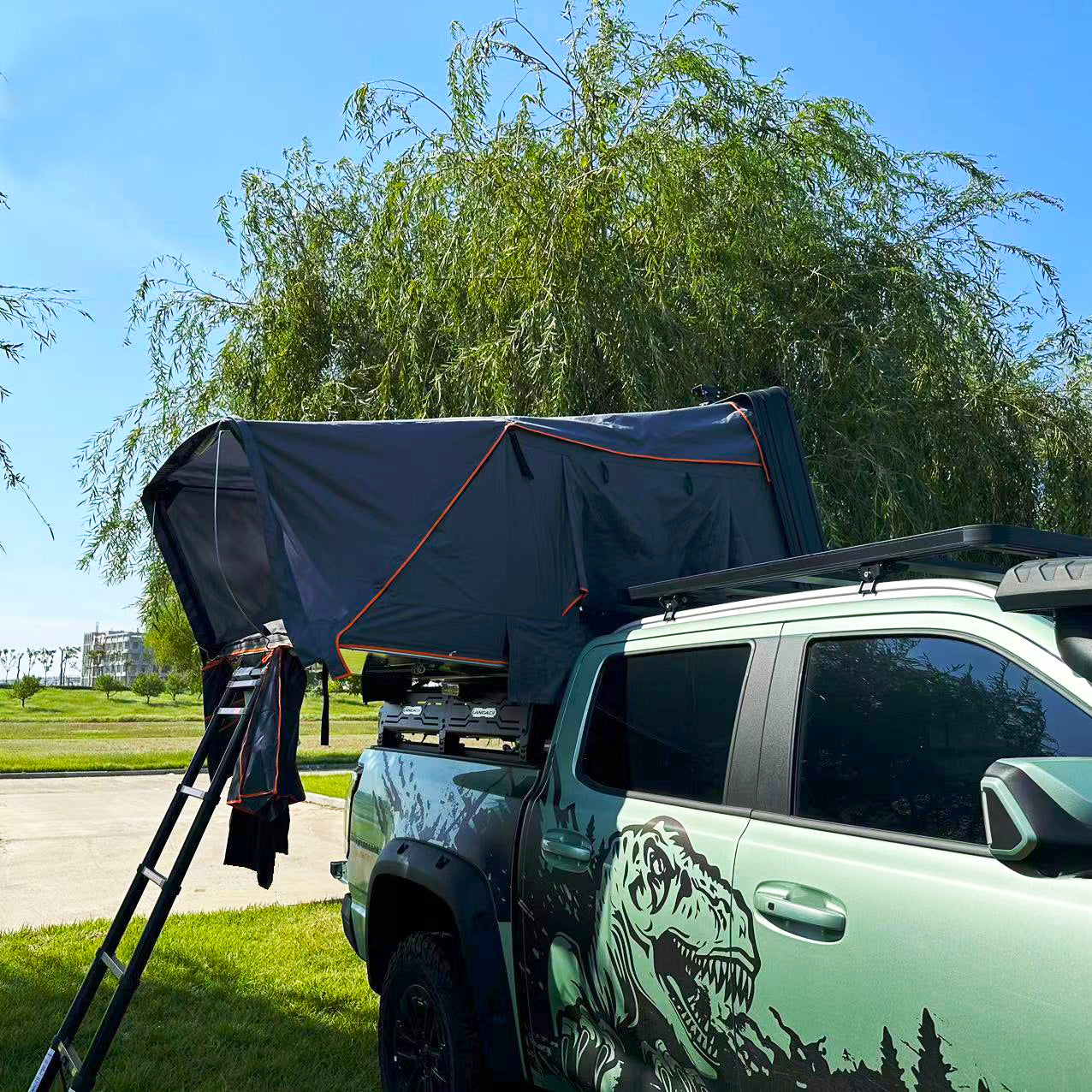 3-4 PERSON TENT Aluminum Hard Shell Roof Tent | Outdoor Camping & Pickup Truck Flip-Top Roof Tent