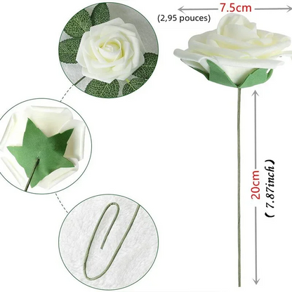 Rose Artificial Foam Fake Flowers | 15/25/100pcs Bulk Pack | Wedding Bouquets Centerpieces Mothers Day Valentines Gifts Party Decor