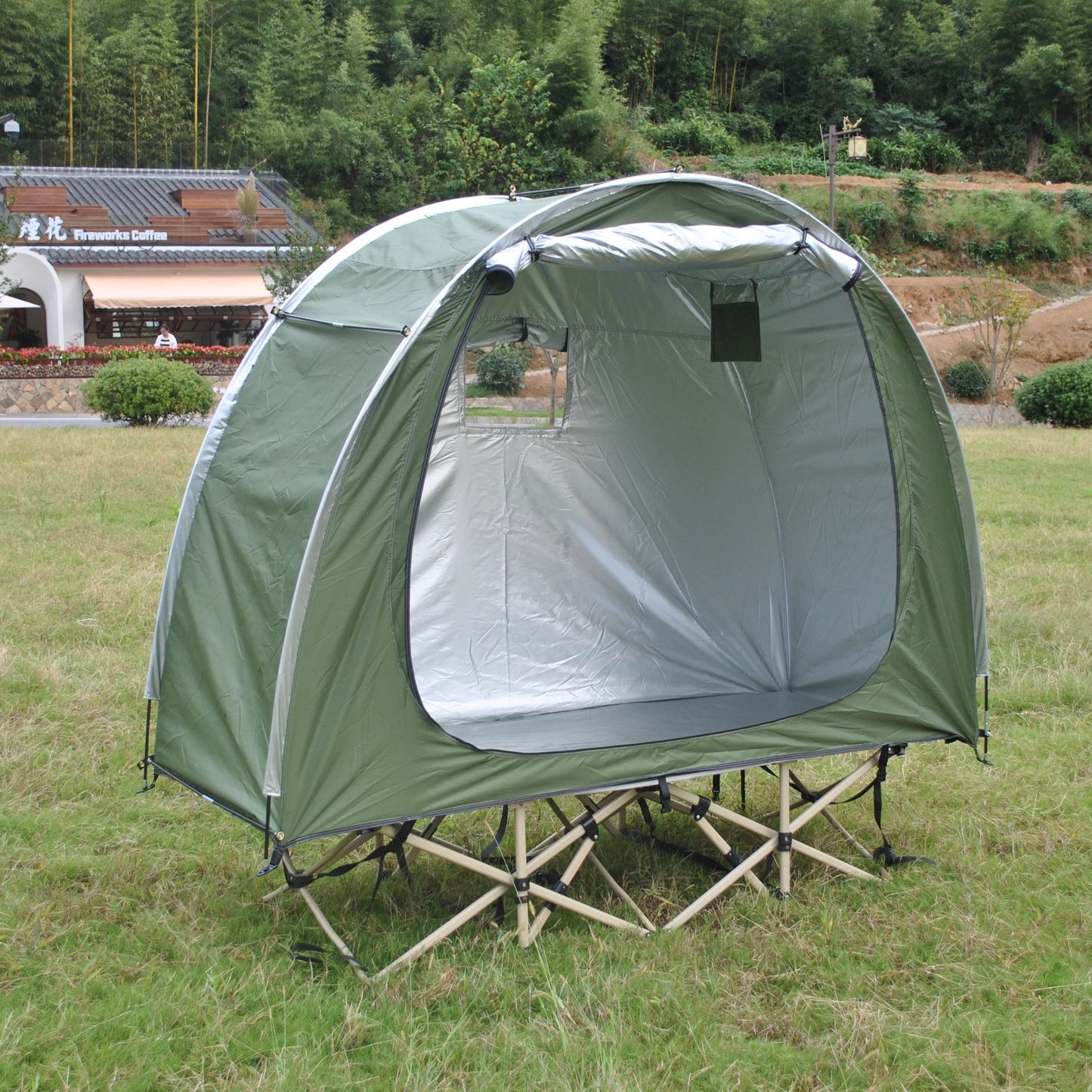 1-2 PERSON TENT | Ultralight Camping Tent | Single Layer | Portable Hiking(Excluding Bed) Cot Bed Off Ground | Easy Setup Waterproof Outdoor Tent