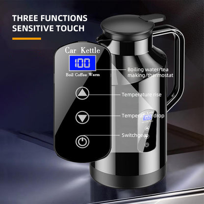 Portable Car Hot Kettle | 1500ML Large Capacity | 304 Stainless Steel Water Heater | Travel Auto 12V 24V | For Tea Coffee