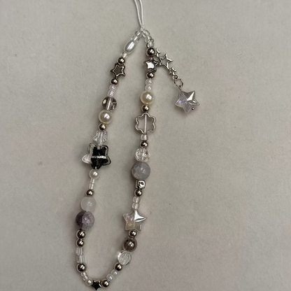 Fashion Silver Star Pearl Beaded Beaded Pendant Phone Strap Charm For Universal Accessories Chain Lanyard Gift