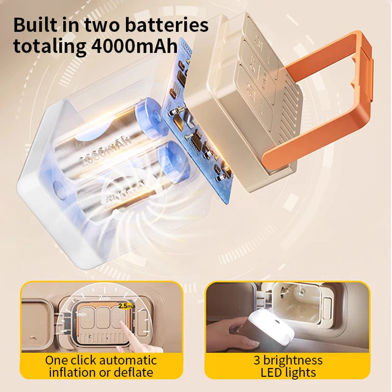 New Air Mattress with Built-In Pump | Self-Inflating Mat Cushion | Outdoor Tent Inflatable Bed | Double Sleeping Pad | for Camping or Indoor