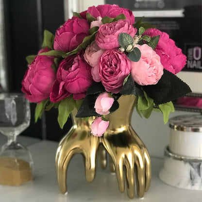 Silk Rose & Peony Artificial Flower Bouquet | Beautiful Flores for Wedding Party Home Decoration | Mariage Fake Flowers