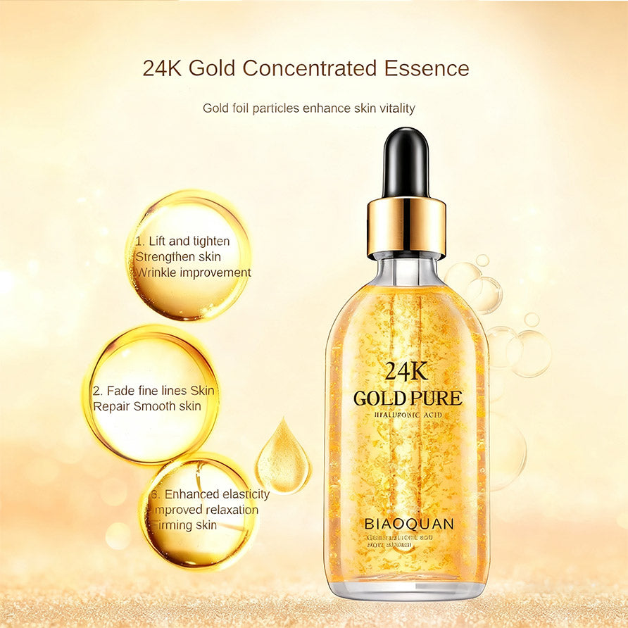24K Gold Hyaluronic Acid Niacinamide Facial Essence | Collagen-Rich | Anti-Aging | Hydrating Whitening | Face Tightening