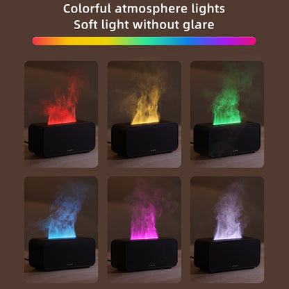 New Simulation Flame Aromatherapy Machine | Mini Air Humidifier | LED Colorful Light + Timer Function
