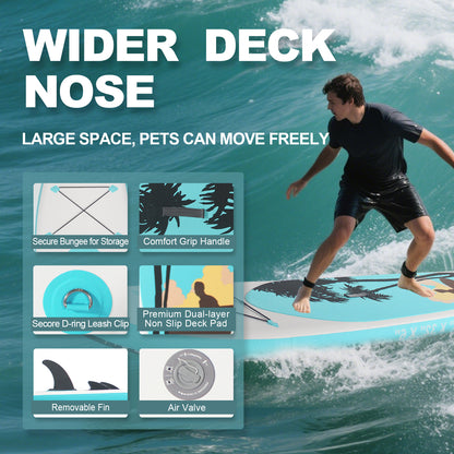 PORTABLE INFLATABLE STAND UP PADDLE BOARD | 10'6"×32"×6" DIMENSIONS | PREMIUM PVC MATERIAL | FULL KIT FOR ADULTS/YOUTH