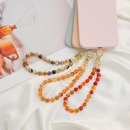 Bohemian Style Handmade Natural Gemstone Rough Stone Mobile Phone Chain Bead Phone Lanyard Fashion Phone Hand Rope Wrist Pendant