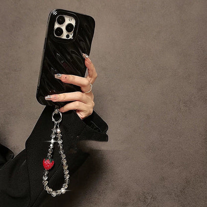 Luxury Rhinestone Strawberry Hand Chain | Retro Cute Wrist Short Lanyard with Clip for Phone Case & Keychain Pendant