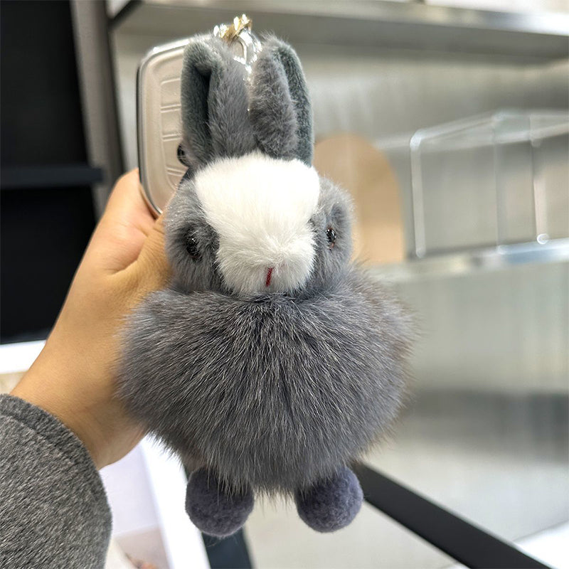 Cartoon - style plush rabbit keychain pendants, fashionable and cute animal rabbit pom - pom backpack accessory pendant toy keychains