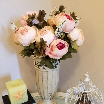 1Bunch European Artificial Peony Silk Flowers | Wedding Party Home Decor | Bouquet Wreath DIY Scrapbooking Supplies