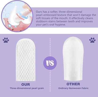 Teeth Cleaning Wipes for Dogs & Cats | Reduces Plaque | Freshens Breath | Finger Wipes | Disposable | Gentle Cleaning & Gum Care