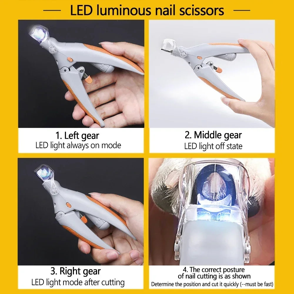 LED Light Pet Nail Clipper | With Amplification Function | Dog Cat Special | Nail Trimmer Tool | Pet Grooming Cleaning Supplies