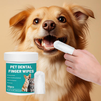 50Pcs Pet Teeth Cleaning Wipes | Dental Finger Wipes | Disposable Gentle Teeth Cleaning Pads | Bad Breath Remover | For Dogs And Cats