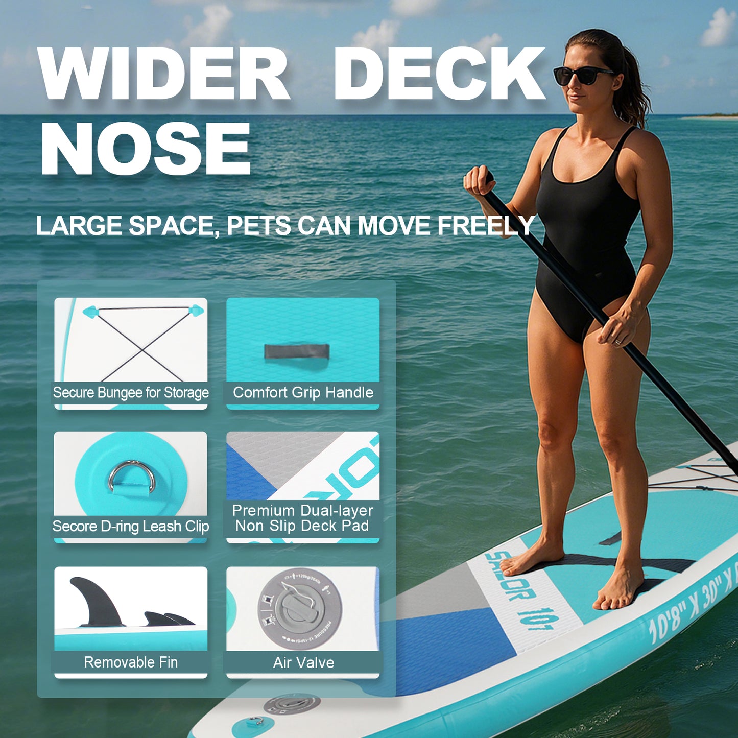 10FT 8IN INFLATABLE STAND UP PADDLE BOARD | ECO PVC NON-SLIP DECK | ADULT SUP BOARD | SURF/YOGA/FISHING PADDLE BOARD