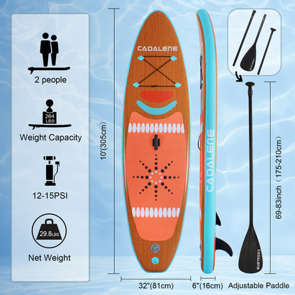 10' INFLATABLE STAND UP PADDLE BOARD | PREMIUM SUP ACCESSORIES | NON-SLIP COMFORT DECK | FOR YOUTH & ADULTS