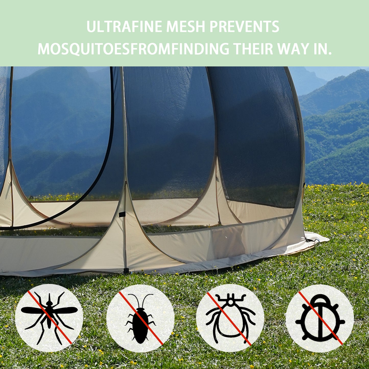 5-8 PERSON TENT | Portable Screen House Tent with Mosquito Net | Camping Backyard Patio & Protection Outdoor Shelter | Suitable for Family