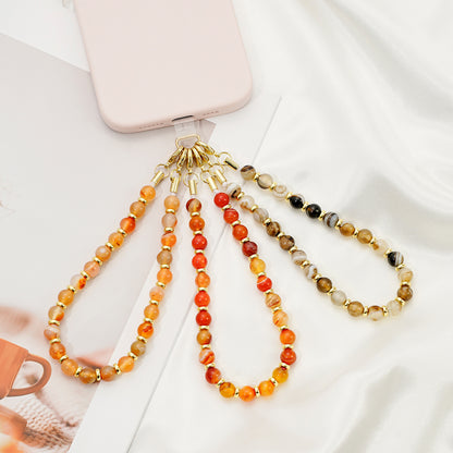 Bohemian Style Handmade Natural Gemstone Rough Stone Mobile Phone Chain Bead Phone Lanyard Fashion Phone Hand Rope Wrist Pendant