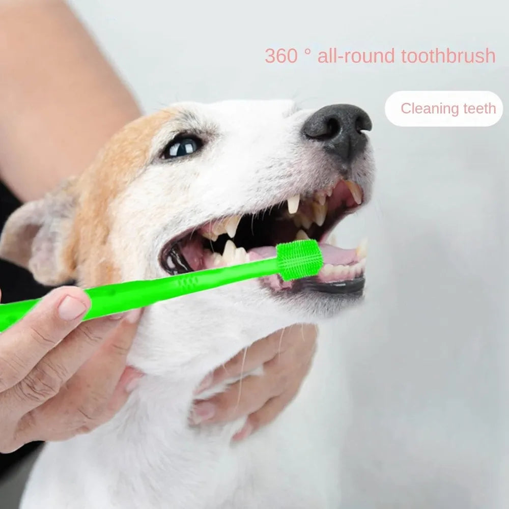 1/2 Pcs 360° Dog Cat Toothbrush | Soft Nylon Bristles | Tartar Cleaning | Tongue Coating Remover | Remove Bad Breath