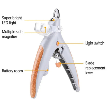LED Light Pet Nail Clipper | With Amplification Function | Dog Cat Special | Nail Trimmer Tool | Pet Grooming Cleaning Supplies
