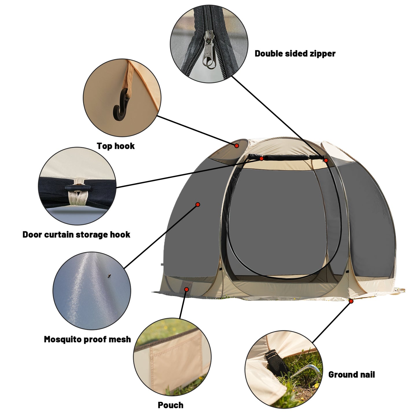 5-8 PERSON TENT | Portable Screen House Tent with Mosquito Net | Camping Backyard Patio & Protection Outdoor Shelter | Suitable for Family