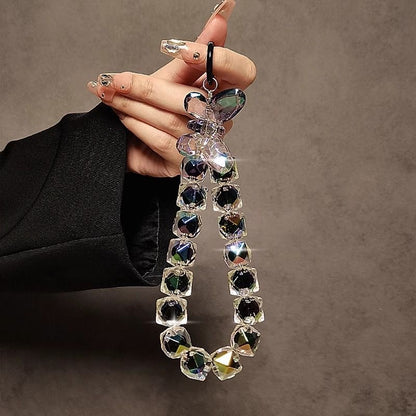 Crystal Shining Bow Phone Chain | Multi-functional Wrist Lanyard, Keychain & Universal Bag Pendant