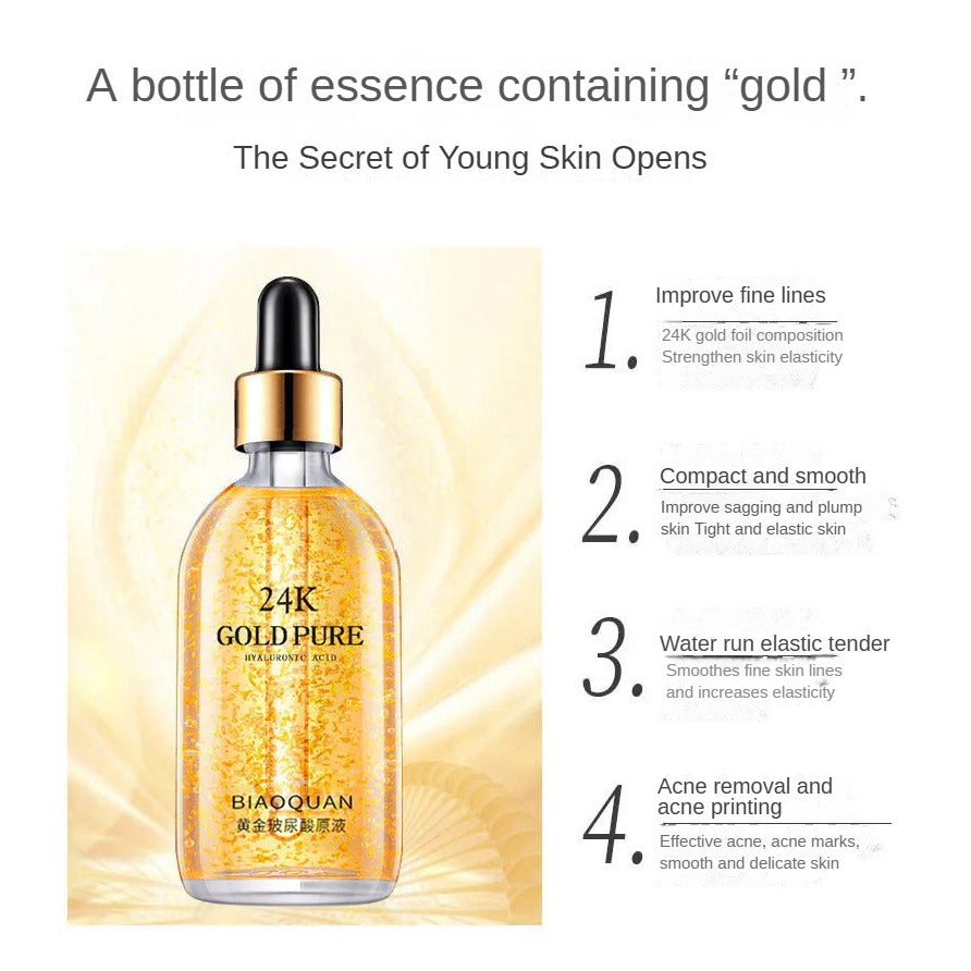 24K Gold Hyaluronic Acid Niacinamide Facial Essence | Collagen-Rich | Anti-Aging | Hydrating Whitening | Face Tightening