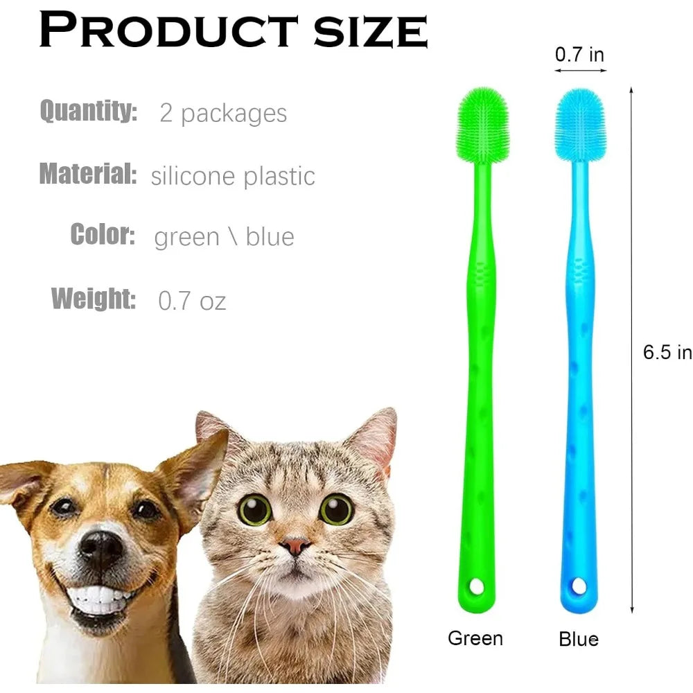 1/2 Pcs 360° Dog Cat Toothbrush | Soft Nylon Bristles | Tartar Cleaning | Tongue Coating Remover | Remove Bad Breath
