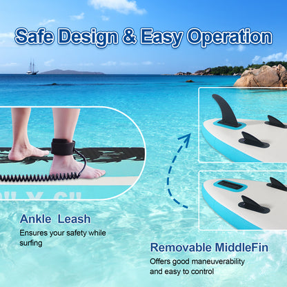 PORTABLE INFLATABLE STAND UP PADDLE BOARD | 10'6"×32"×6" DIMENSIONS | PREMIUM PVC MATERIAL | FULL KIT FOR ADULTS/YOUTH