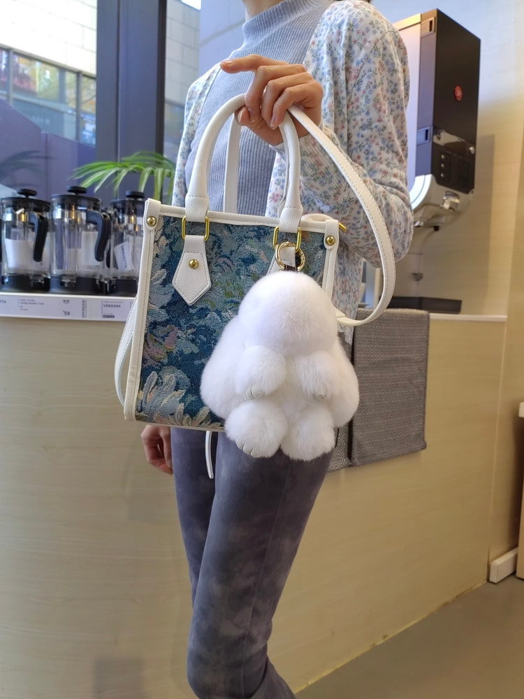 Otter rabbit fur bunny pretending to be dead rabbit genuine plush toy lop ear rabbit mini girl bag cute fur pendant