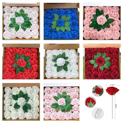 Rose Artificial Foam Fake Flowers | 15/25/100pcs Bulk Pack | Wedding Bouquets Centerpieces Mothers Day Valentines Gifts Party Decor