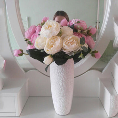 Silk Rose & Peony Artificial Flower Bouquet | Beautiful Flores for Wedding Party Home Decoration | Mariage Fake Flowers