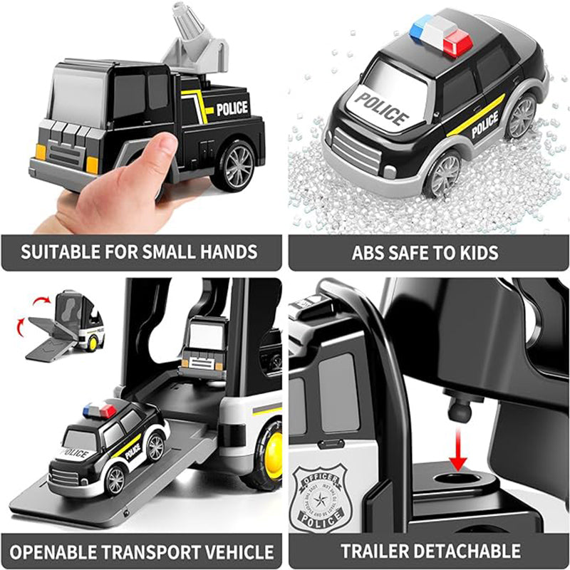 TEMI Police Car Toys, Suitable For Children Aged 3 - 6. 5-in-1 Transport Truck Toy Police Car Toys