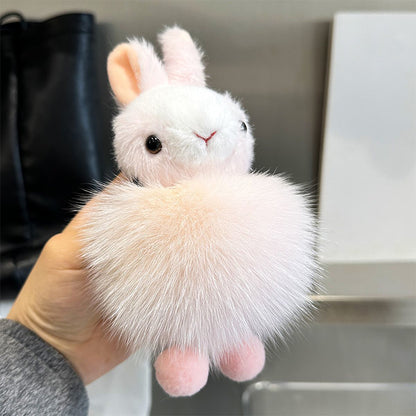 Cartoon - style plush rabbit keychain pendants, fashionable and cute animal rabbit pom - pom backpack accessory pendant toy keychains