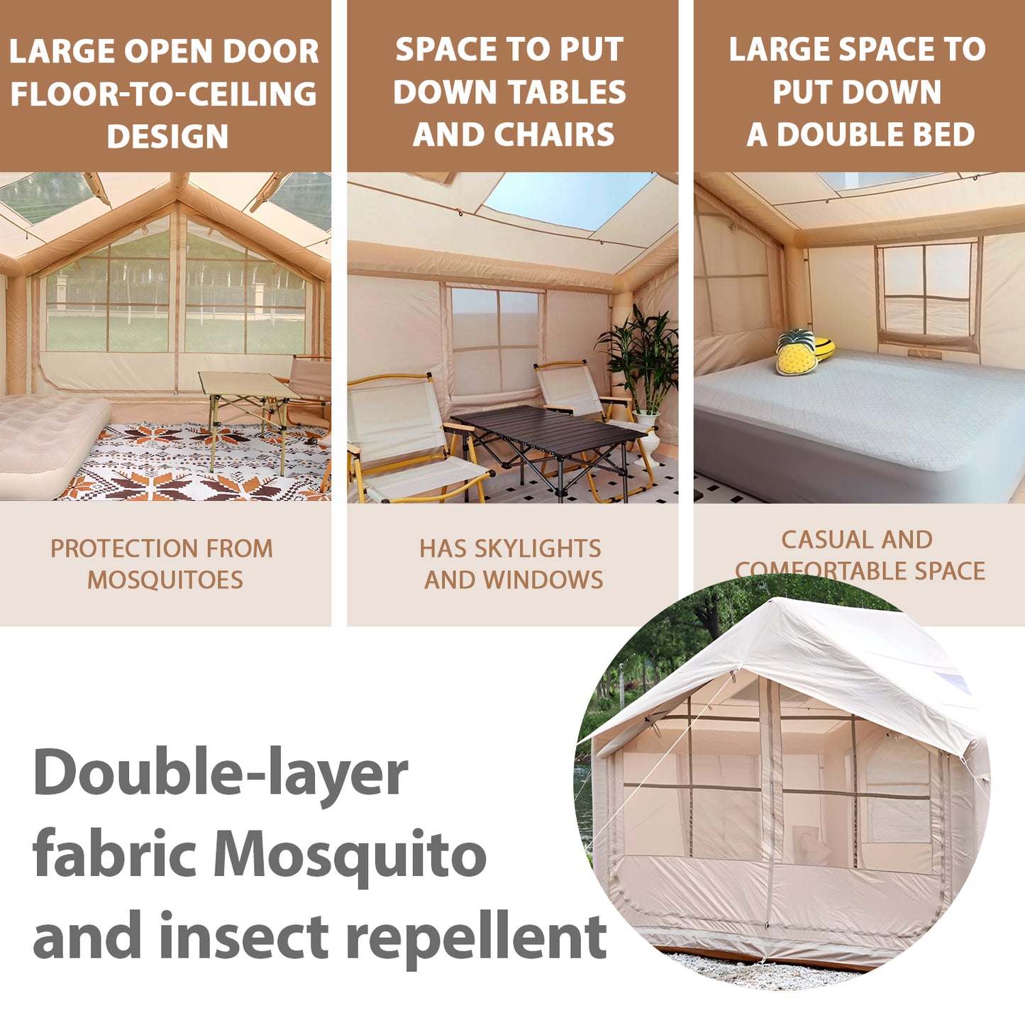 5-8 PERSON TENT Inflatable Tent for Camping | Ultra-Quick Setup Blow Up Tent | 80.73 Square Feet 4 Season Inflatable Tent with Stove