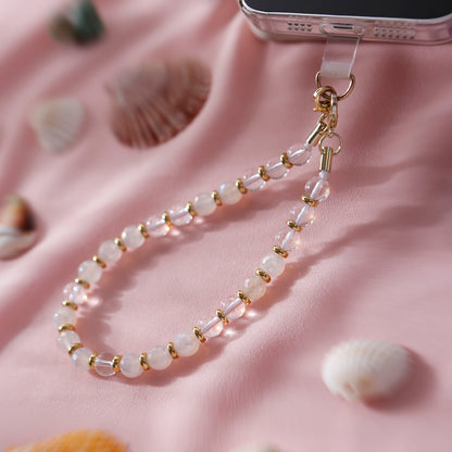 Hot Selling Universal Natural Gemstone Phone Chain for Girls Handmade Bead Phone Hanging Rope Car Keychain Hanging