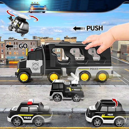 Police Car Toys | 5-In-1 Transport Truck Toy | Suitable For Children Aged 3 - 6