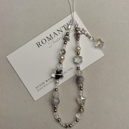 Fashion Silver Star Pearl Beaded Beaded Pendant Phone Strap Charm For Universal Accessories Chain Lanyard Gift