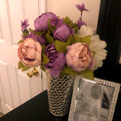 1Bunch European Artificial Peony Silk Flowers | Wedding Party Home Decor | Bouquet Wreath DIY Scrapbooking Supplies