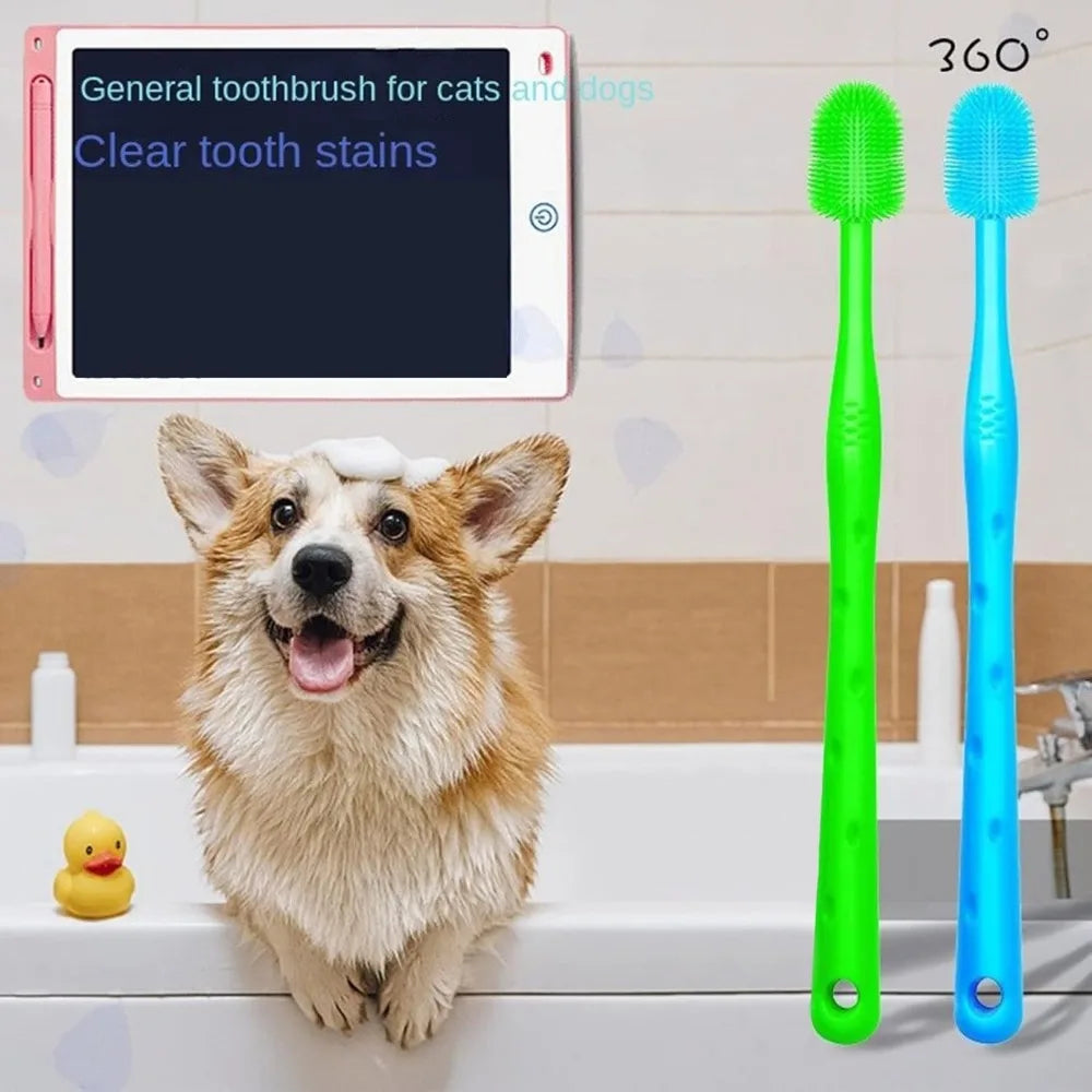 1/2 Pcs 360° Dog Cat Toothbrush | Soft Nylon Bristles | Tartar Cleaning | Tongue Coating Remover | Remove Bad Breath