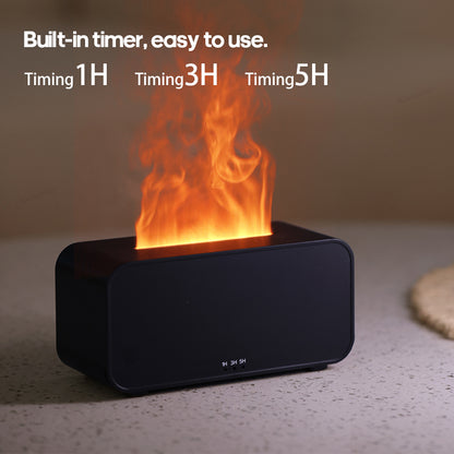 New Simulation Flame Aromatherapy Machine | Mini Air Humidifier | LED Colorful Light + Timer Function