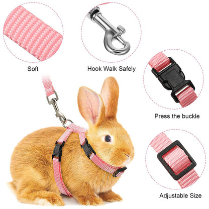 Low Price Rabbit Cat Harness And Leash Set | Adjustable Nylon Harnesses | For Bunny, Kitten | Pet Outdoor Walking Supplies | Accessories