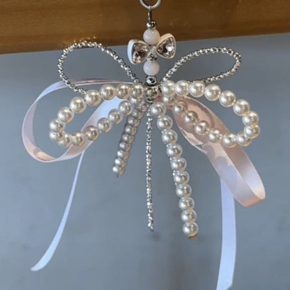 New Korean Fashion Sweet Pearl Bow Keychain | Ins Aesthetic Phone & Bag Pendant for Girls