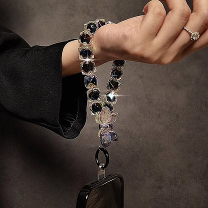 Crystal Shining Bow Phone Chain | Multi-functional Wrist Lanyard, Keychain & Universal Bag Pendant