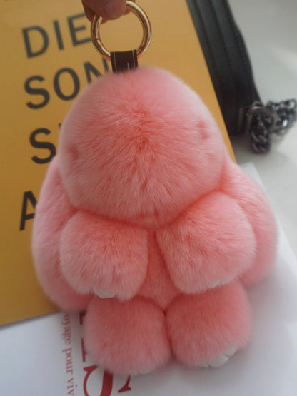 Otter rabbit fur bunny pretending to be dead rabbit genuine plush toy lop ear rabbit mini girl bag cute fur pendant